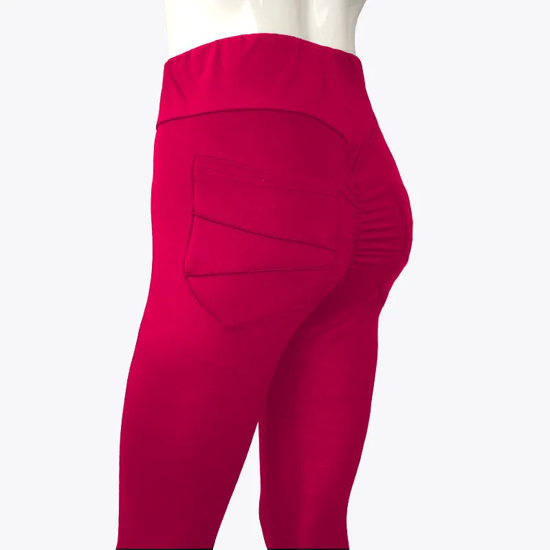 Solid-color Pocket Yoga Pants with Creases - Slimming and Shaping Workout Base Leggings That Hug The Body and Enhance The Buttocks Shape