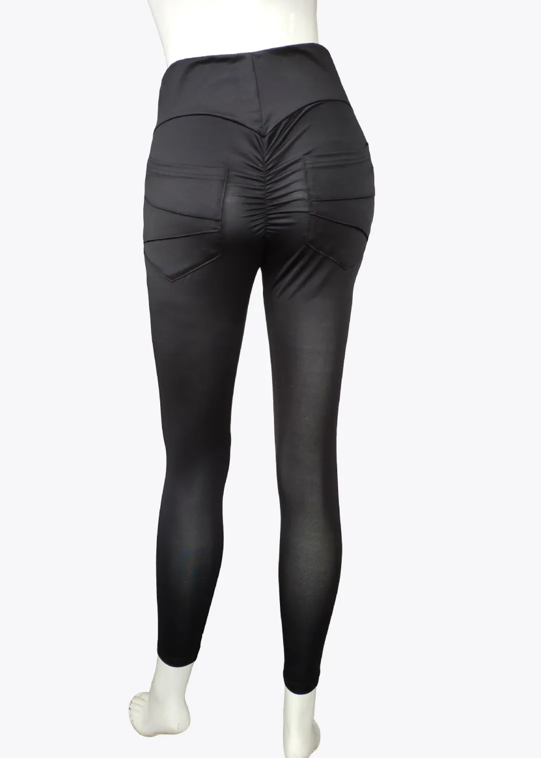 Solid-color Pocket Yoga Pants with Creases - Slimming and Shaping Workout Base Leggings That Hug The Body and Enhance The Buttocks Shape