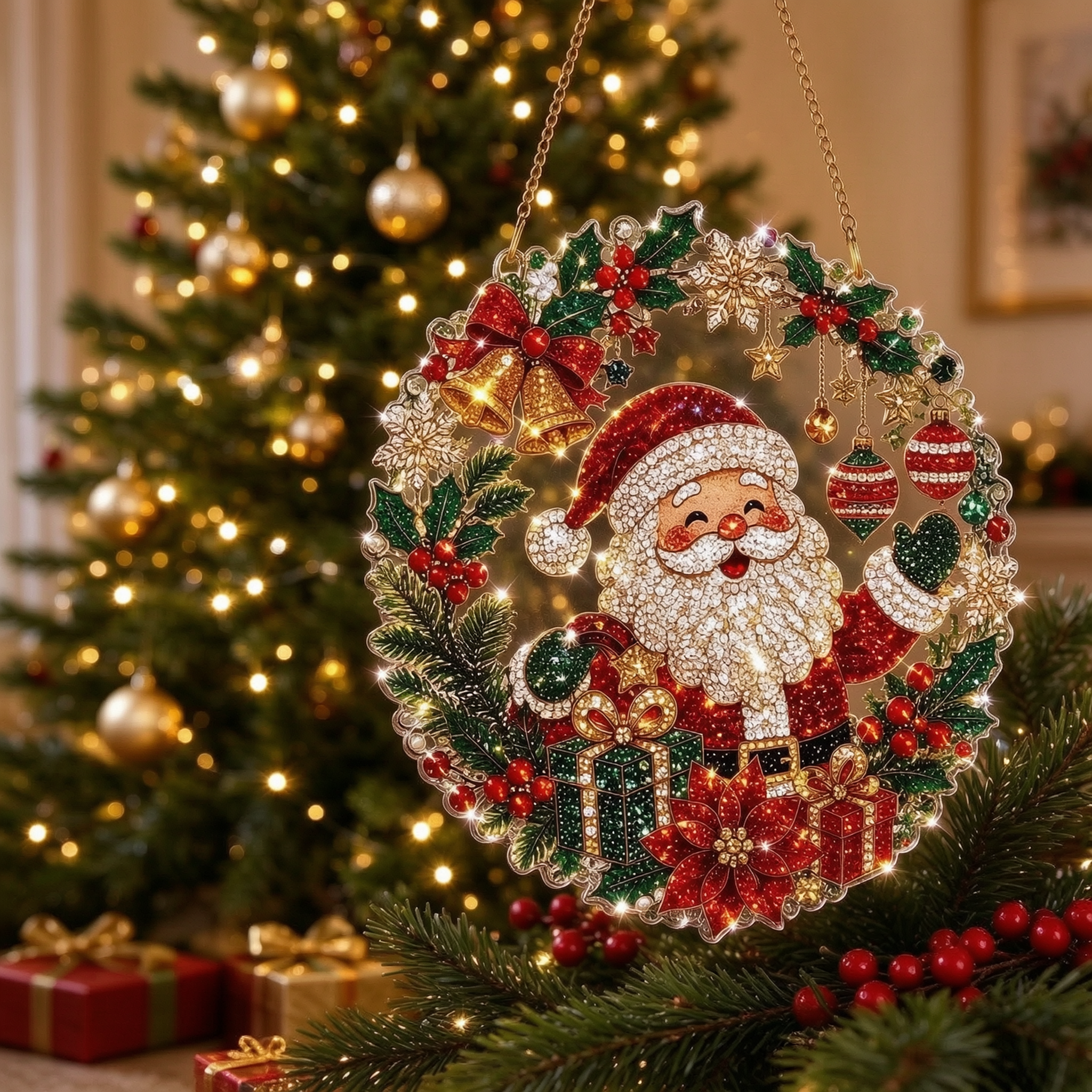 🎅Santa Wreath DIY Kit ✨Single-Sided Pearl Art Diamond Painting Ornament