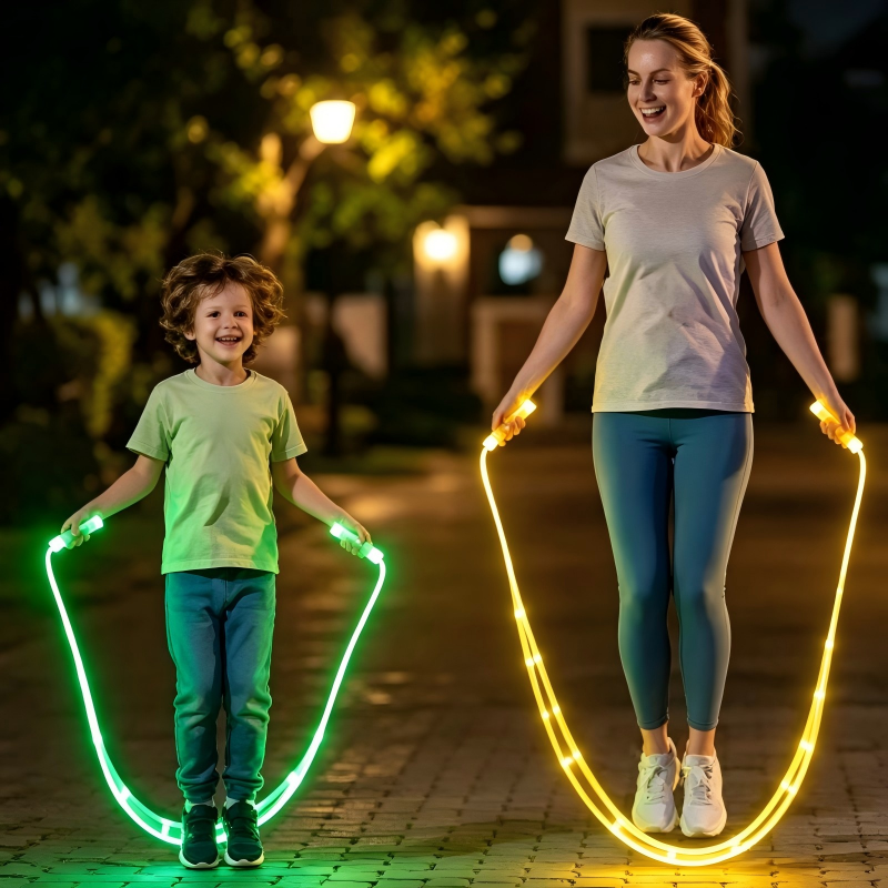 LED Light Up Jump Rope for Kids, Adjustable PVC Skipping Rope with 3 Light Modes