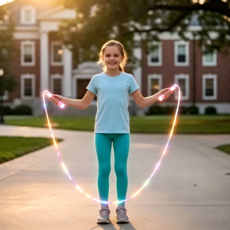 LED Light Up Jump Rope for Kids, Adjustable PVC Skipping Rope with 3 Light Modes