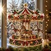 🎠 DIY Christmas Carousel Pearl Bead Diamond Painting Ornament Kit — Single-Sided Pendant 🎨