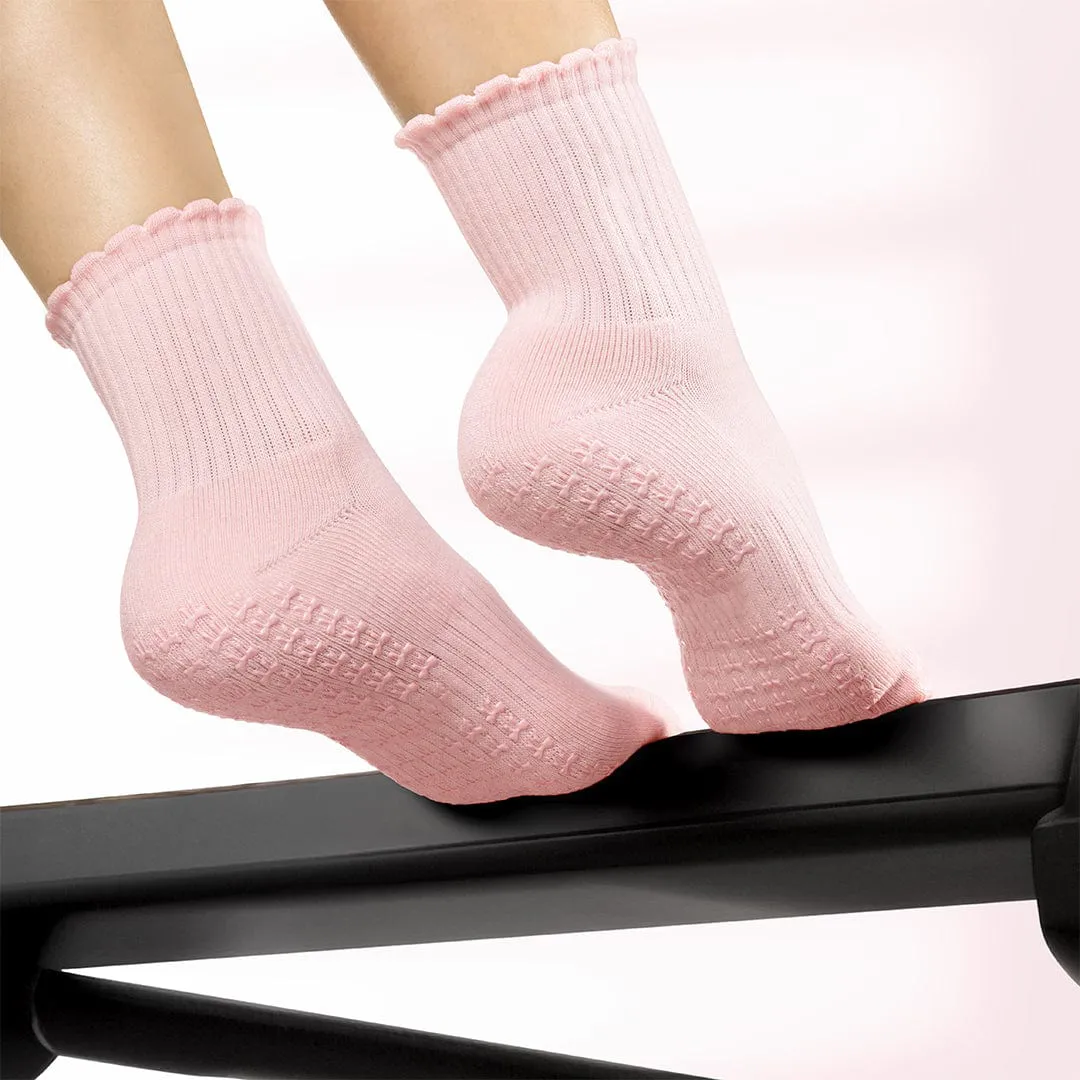 Pilates Socks Standard Grip Socks - 5 Pairs Of Mixed Styles - Black/White/Pink/Blue/Yellow