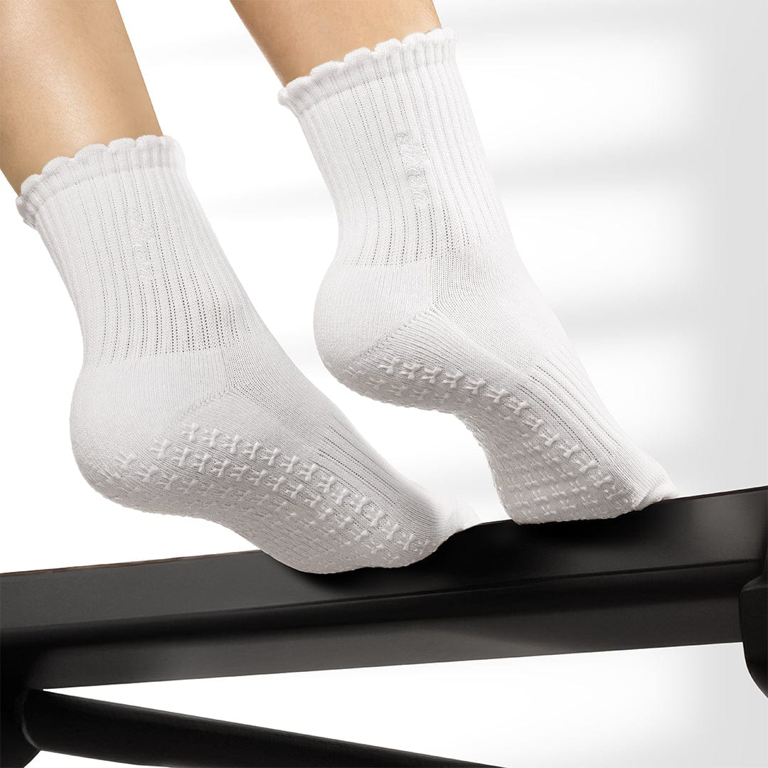 Pilates Socks Dual-Direction Grip Socks - White