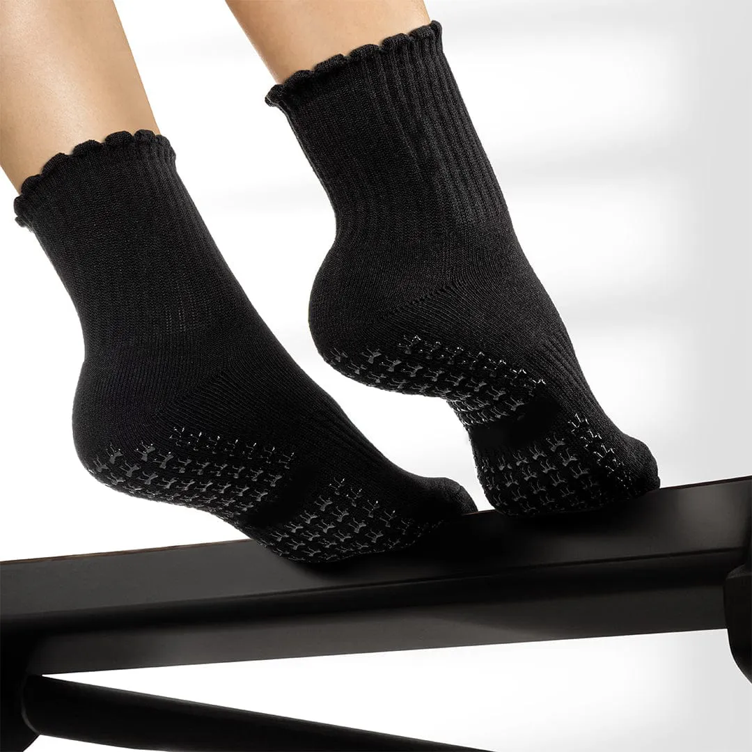 Pilates Socks Standard Grip Socks - 5 Pairs Of Mixed Styles - Black/White/Pink/Blue/Yellow