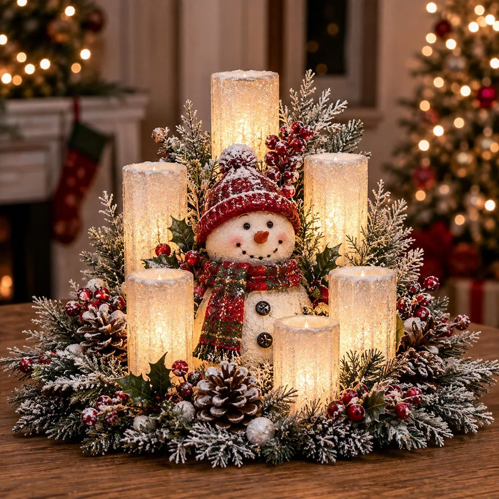 🌲Early Christmas Promotion 49% OFF🌲Christmas Lighted Centerpiece with Flameless Candle Glow