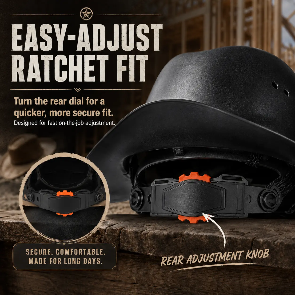 Cowboy Hard Hat for Men Western Style Work Helmet