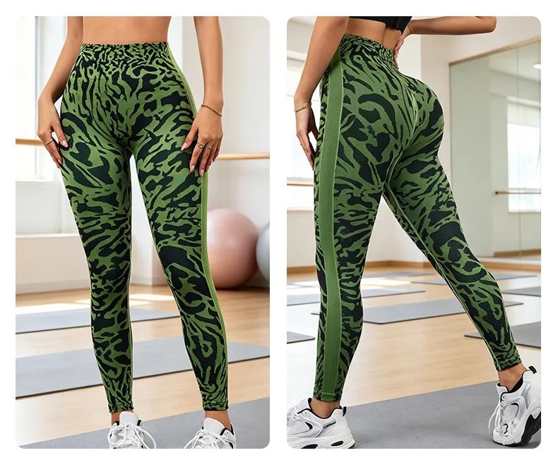 Newly-released European and American Jacquard Knitted High Waist Yoga Pants Suitable Yoga Leggings for Both Exercise and Casual Wear, Perfect for Running, Training, and Yoga.