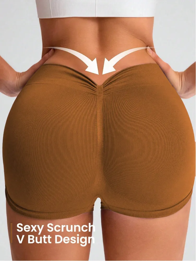 Women Quick-drying, Breathable, Thigh-raising Short Leggings Solid Color Sexy Thigh lift Yoga Exercise Shorts For Fitness Running