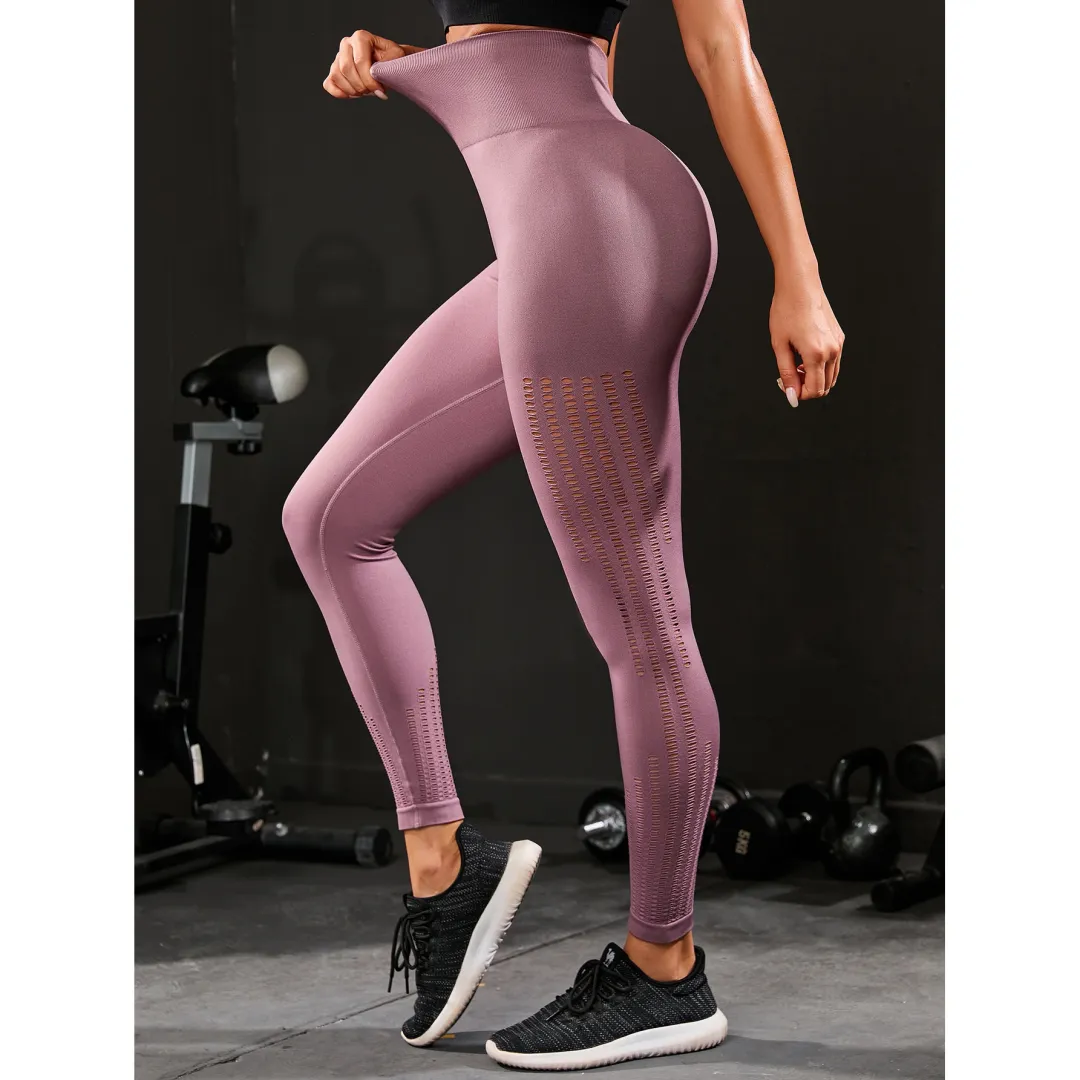 Women's Solid Color High-waist Sportswear, Tights Pants, Stretch Quick-drying Slimming Yoga Leggings, Hip-lifting Slimming, Sports Wear, Fitness Leggings