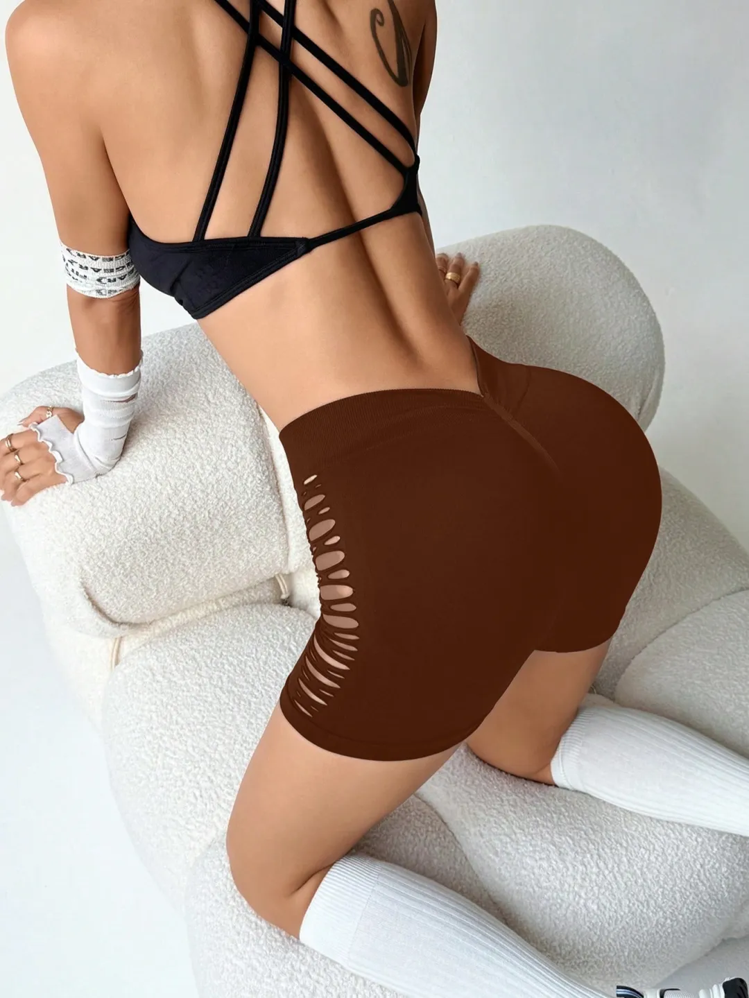 2026 New Fashion Women Sexy Hollow Out Skinny Short Yoga Pants High Waist Elastic Fitness Leggings Shorts for Sports