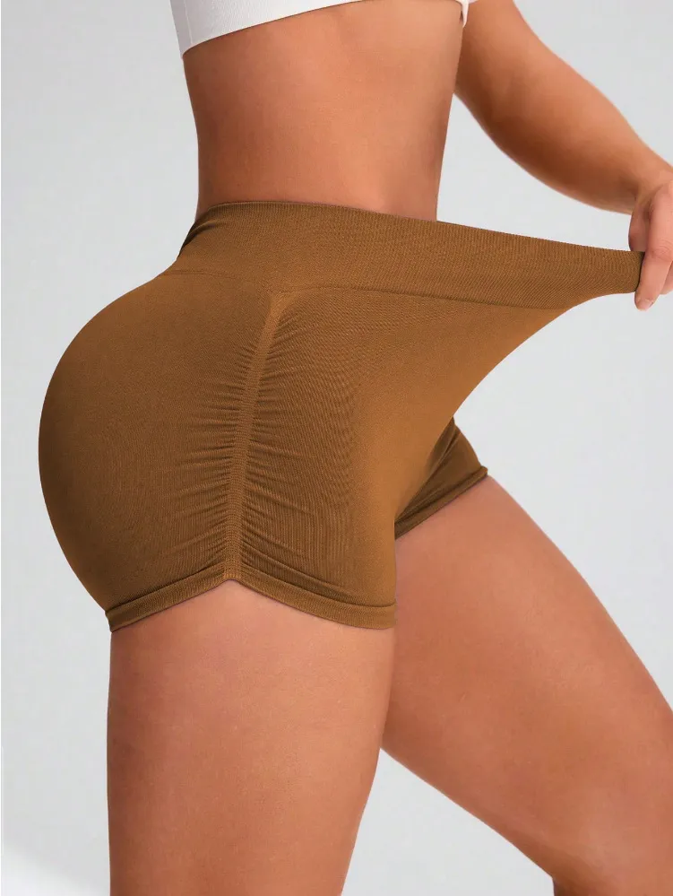 Women Quick-drying, Breathable, Thigh-raising Short Leggings Solid Color Sexy Thigh lift Yoga Exercise Shorts For Fitness Running