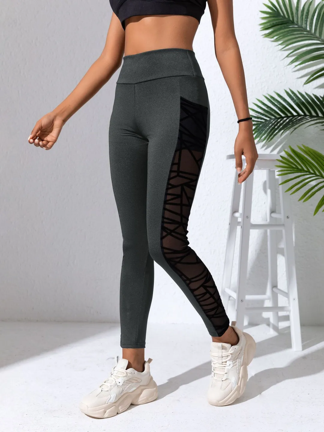 New Fashion Women Sexy Mesh Patchwork Skinny Yoga Pants High Waist Elastic Fitness Leggings for Sports