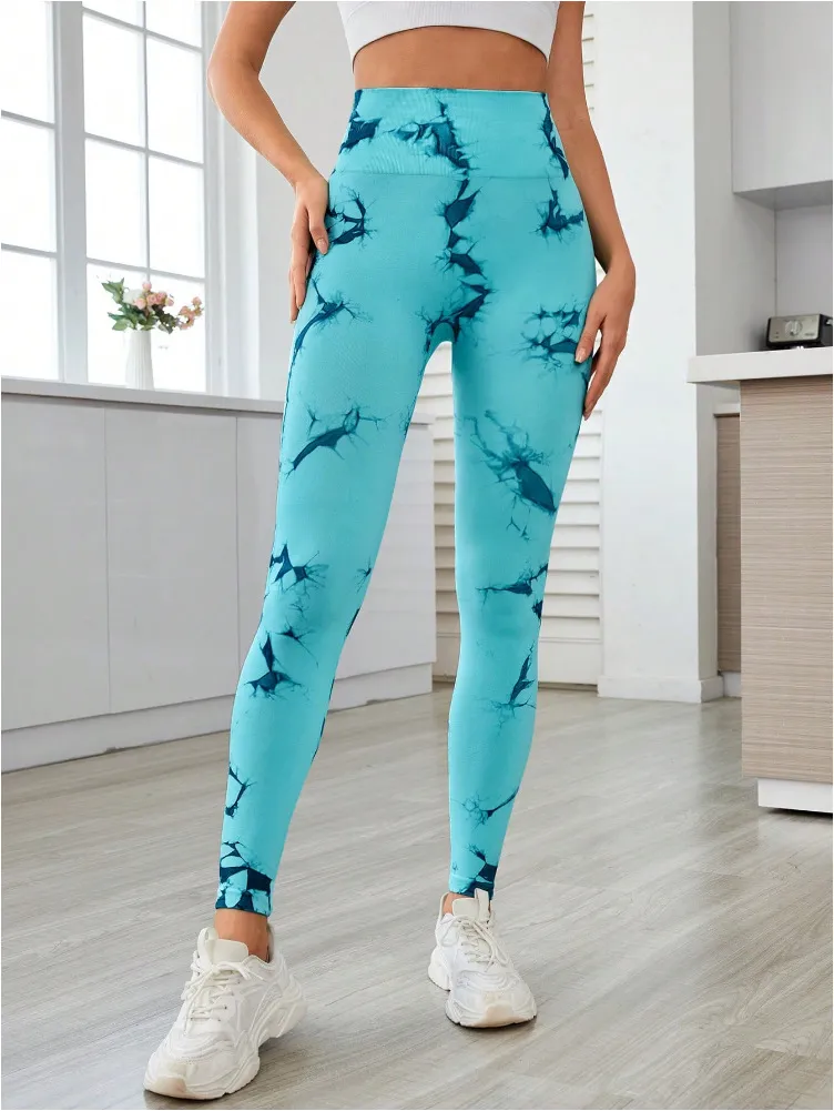 Tie Dye Printed Tight Yoga Leggings, Sports Stretchy Leggings, Fashion Sport Casual Adult Gym Outdoor Wear, Yoga Activewear, Workout Leggings, All Seasons
