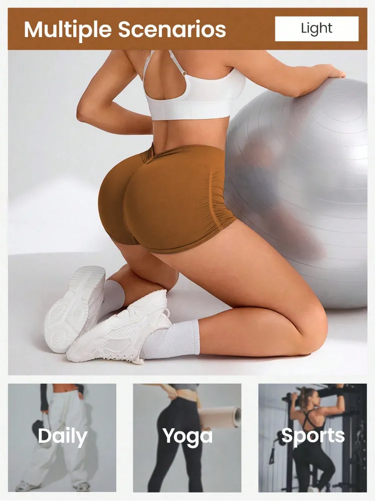 Women Quick-drying, Breathable, Thigh-raising Short Leggings Solid Color Sexy Thigh lift Yoga Exercise Shorts For Fitness Running
