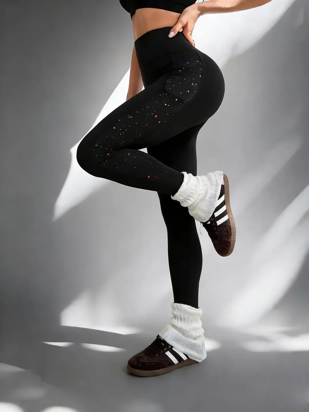 New Fashion Women High Waist Elastic Fitness Leggings Starry Sky Print Skinny Yoga Pants With Pockets