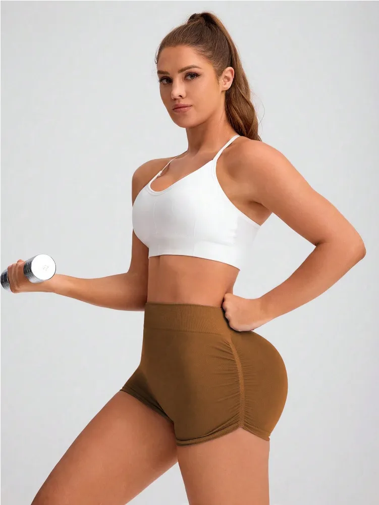 Women Quick-drying, Breathable, Thigh-raising Short Leggings Solid Color Sexy Thigh lift Yoga Exercise Shorts For Fitness Running