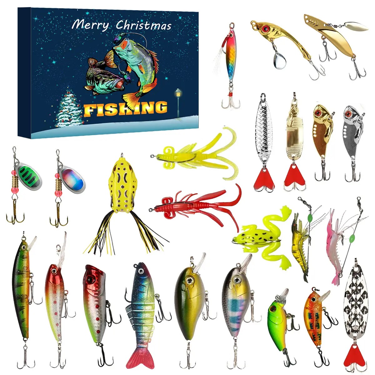 2026 Fishing Lure Advent Calendar – 24-Day Christmas Countdown Tackle Set for Anglers & Dads
