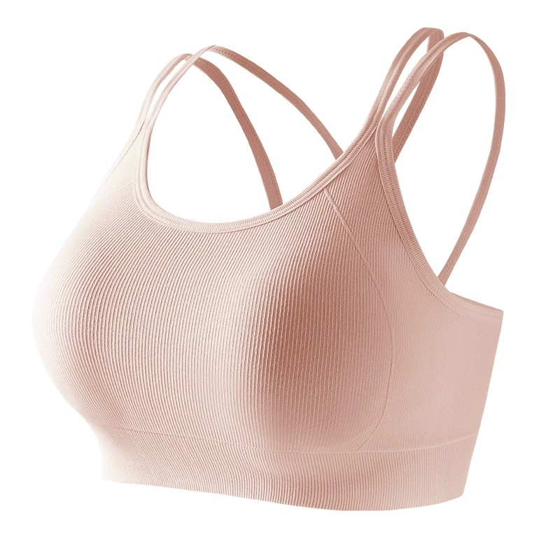 Women's Criss Cross Backless Removable Pad Fitness Bra, Push Up Yoga Bra, Solid Color Wireless Sports Top for Daily Wear, Women's Underwear for All Seasons