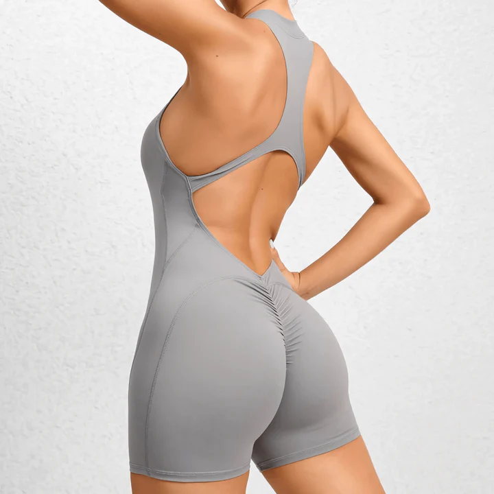 Sleeveless Short Yoga Rompers Gym Jumpsuit Shorts for Women With Zipper