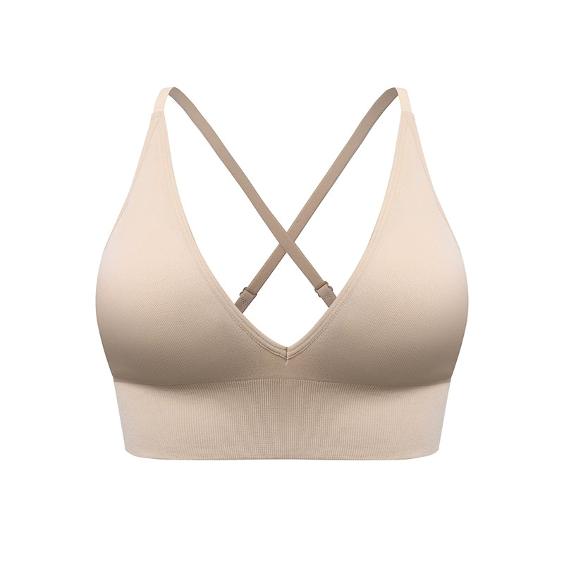 Women's Solid Wireless Spaghetti Straps Sports Bra Breathable, Comfortable, High-Stretch Sports Bra for Ladies, Perfect for Workouts, Gym, and Yoga Lightweight Activewear