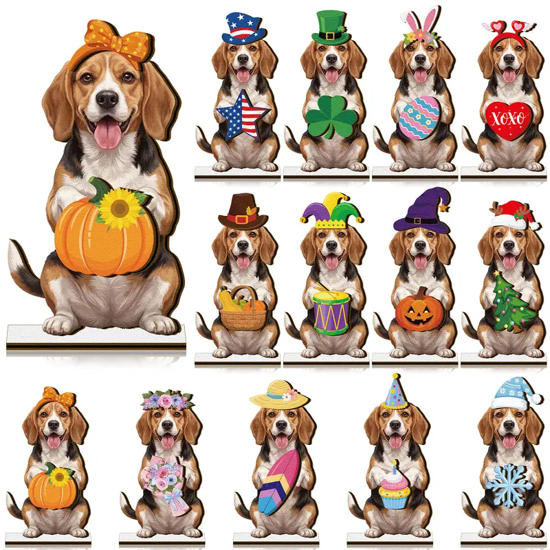 Pet Sign Gift Halloween Decor Cat Ornaments Wooden Sign Cat Desk Decor Interchangeable Pet Decor with Magnet Detachable Hats for Summer Halloween Autumn Holiday Seasonal Birthday Party, Gift for Pet Owning Families and Cat Lovers