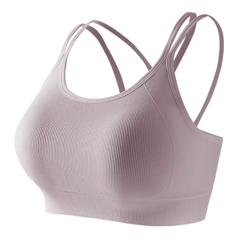 Women's Criss Cross Backless Removable Pad Fitness Bra, Push Up Yoga Bra, Solid Color Wireless Sports Top for Daily Wear, Women's Underwear for All Seasons