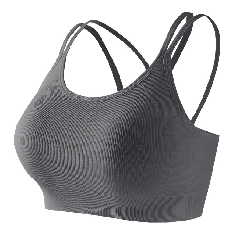 Women's Criss Cross Backless Removable Pad Fitness Bra, Push Up Yoga Bra, Solid Color Wireless Sports Top for Daily Wear, Women's Underwear for All Seasons