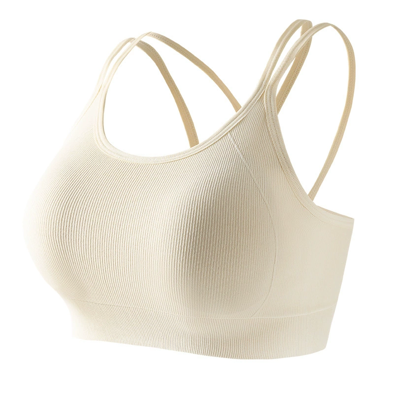 Women's Criss Cross Backless Removable Pad Fitness Bra, Push Up Yoga Bra, Solid Color Wireless Sports Top for Daily Wear, Women's Underwear for All Seasons