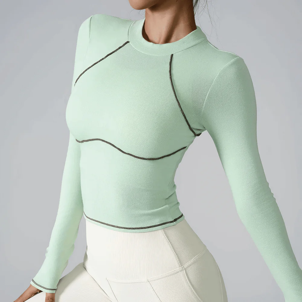 Female Long Sleeve Compression Yoga Crop Top
