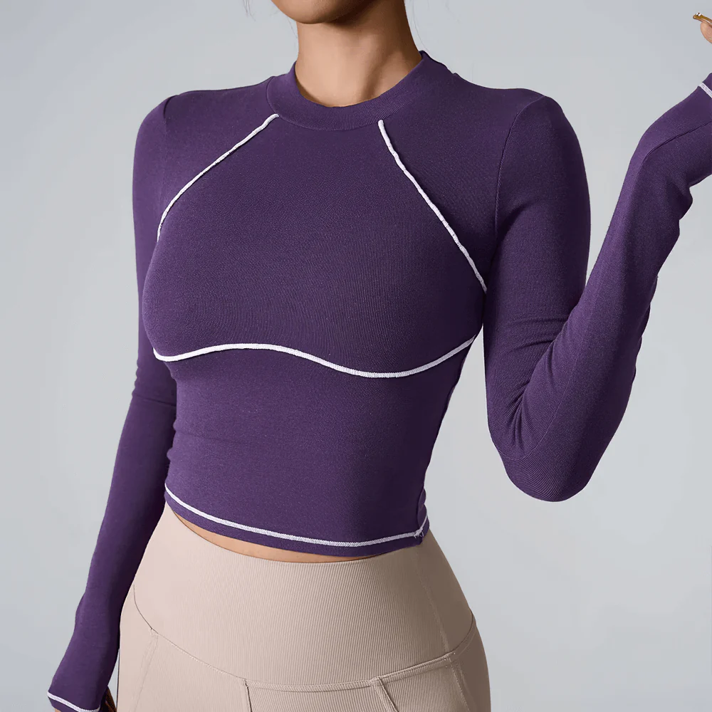 Female Long Sleeve Compression Yoga Crop Top
