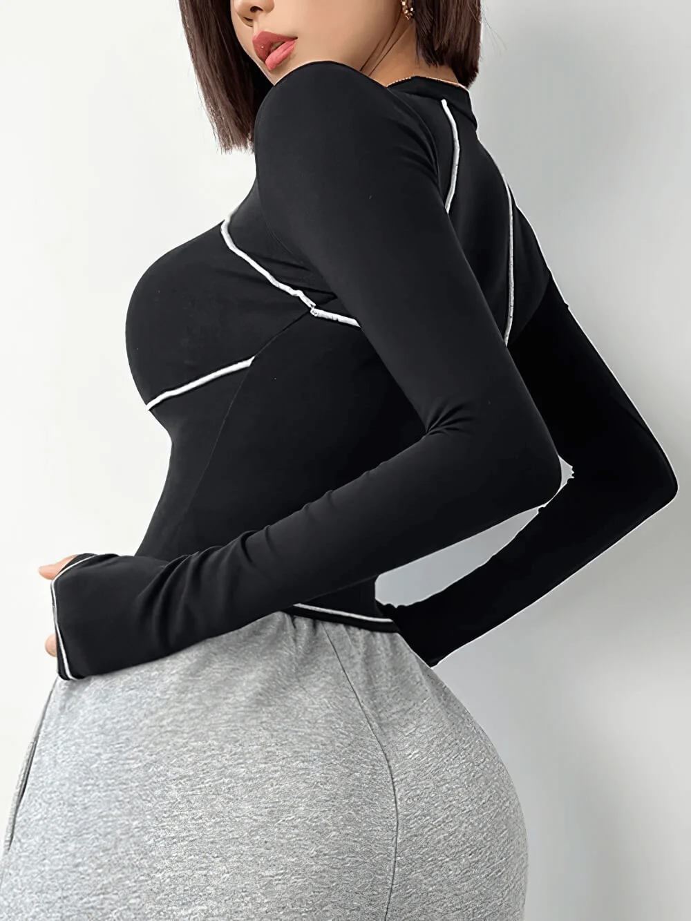 Female Long Sleeve Compression Yoga Crop Top
