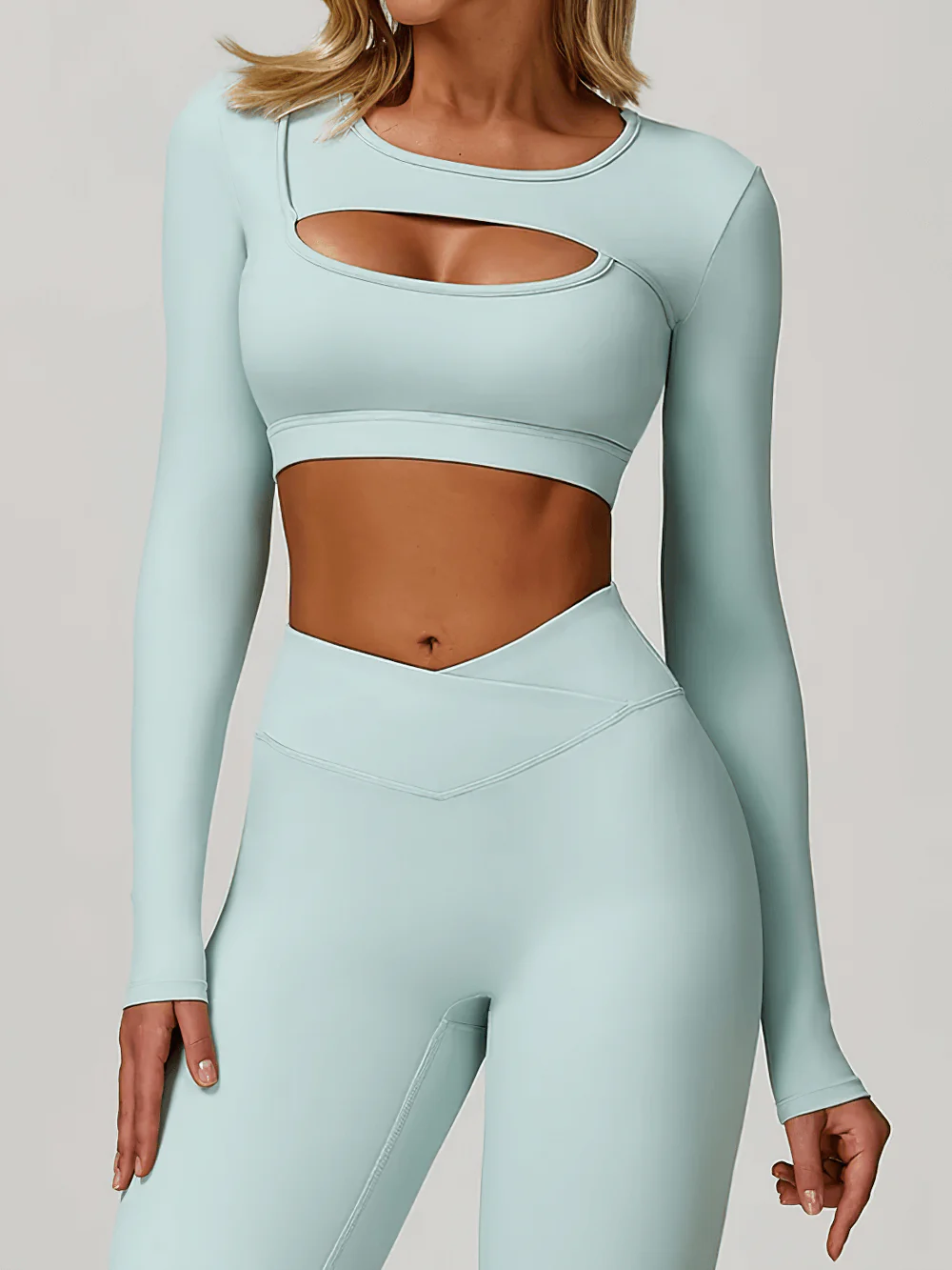 BURNCALORI Sexy Keyhole Long Sleeve Yoga Women's Sports Top Long Sleeve Cutout Yoga Crop Top for Women's