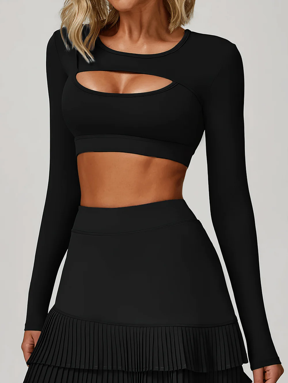BURNCALORI Sexy Keyhole Long Sleeve Yoga Women's Sports Top Long Sleeve Cutout Yoga Crop Top for Women's