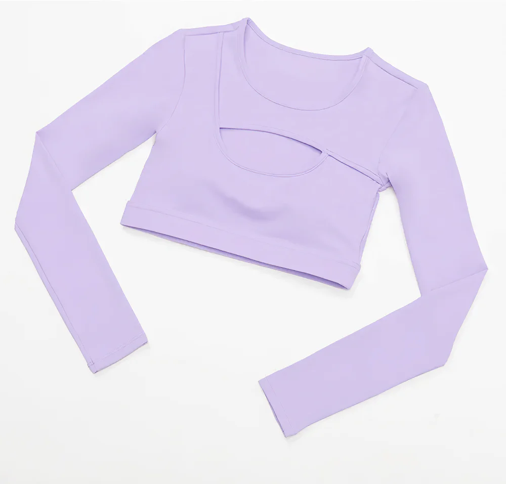 BURNCALORI Sexy Keyhole Long Sleeve Yoga Women's Sports Top Long Sleeve Cutout Yoga Crop Top for Women's