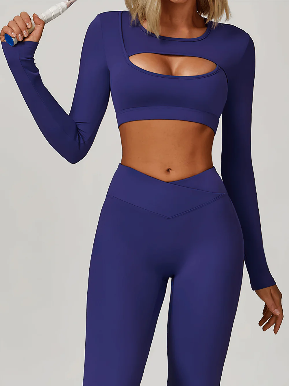 BURNCALORI Sexy Keyhole Long Sleeve Yoga Women's Sports Top Long Sleeve Cutout Yoga Crop Top for Women's