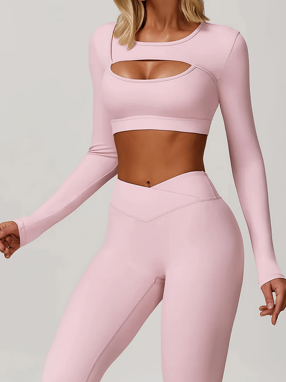 BURNCALORI Sexy Keyhole Long Sleeve Yoga Women's Sports Top Long Sleeve Cutout Yoga Crop Top for Women's