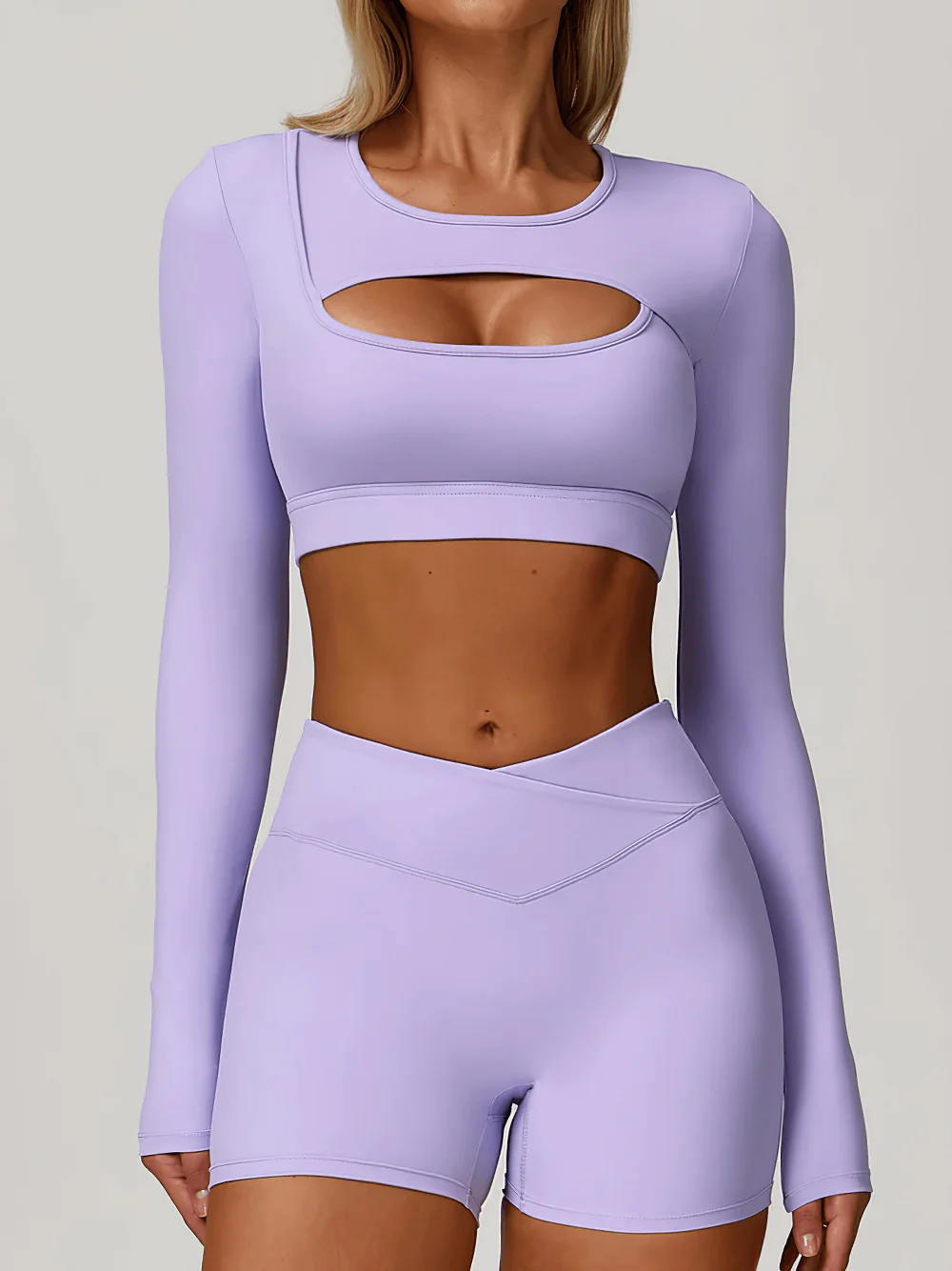 BURNCALORI Sexy Keyhole Long Sleeve Yoga Women's Sports Top Long Sleeve Cutout Yoga Crop Top for Women's