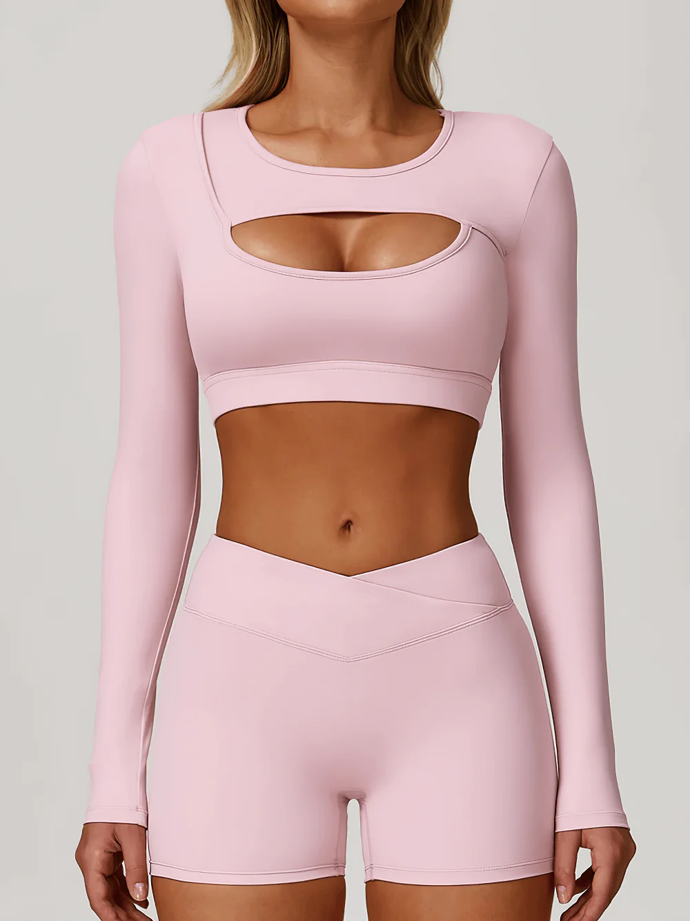 BURNCALORI Sexy Keyhole Long Sleeve Yoga Women's Sports Top Long Sleeve Cutout Yoga Crop Top for Women's