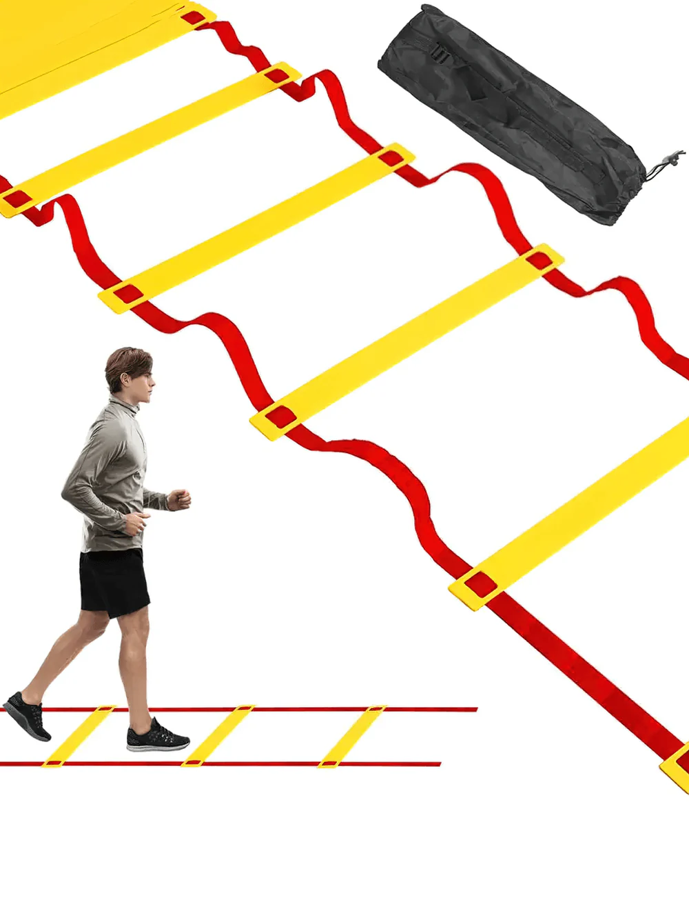 Modular Agility Ladder with Frosted Rungs and Bag Flexible Speed Ladder for Endurance and Footwork