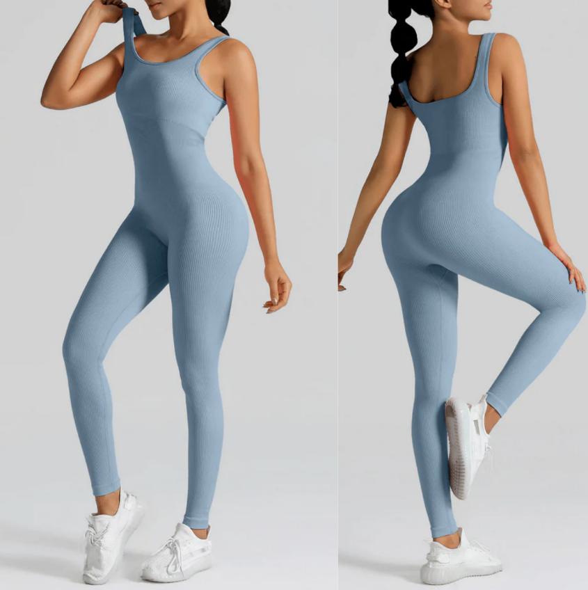 High Waisted Seamless Yoga Jumpsuit for Women Butt Lifting One Piece Workout Romper Bodysuit