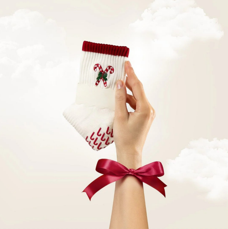 Pilates Socks Standard Grip Socks - Candy Cane