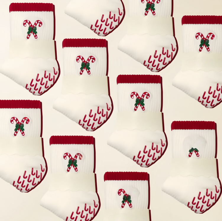 Pilates Socks Standard Grip Socks - Candy Cane