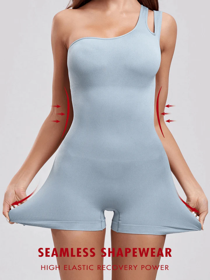 Seamless One Shoulder Shapewear Romper Bodysuit