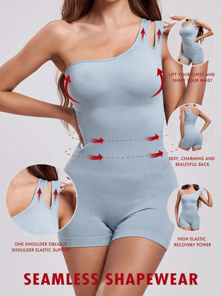Seamless One Shoulder Shapewear Romper Bodysuit