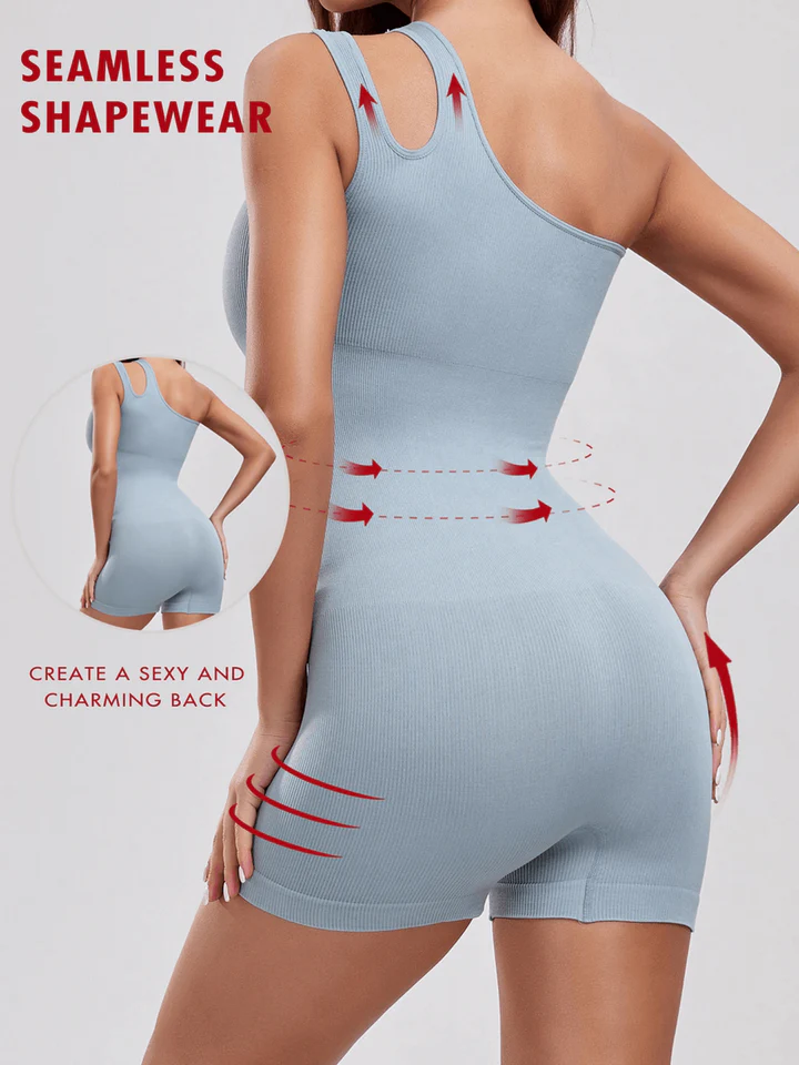 Seamless One Shoulder Shapewear Romper Bodysuit