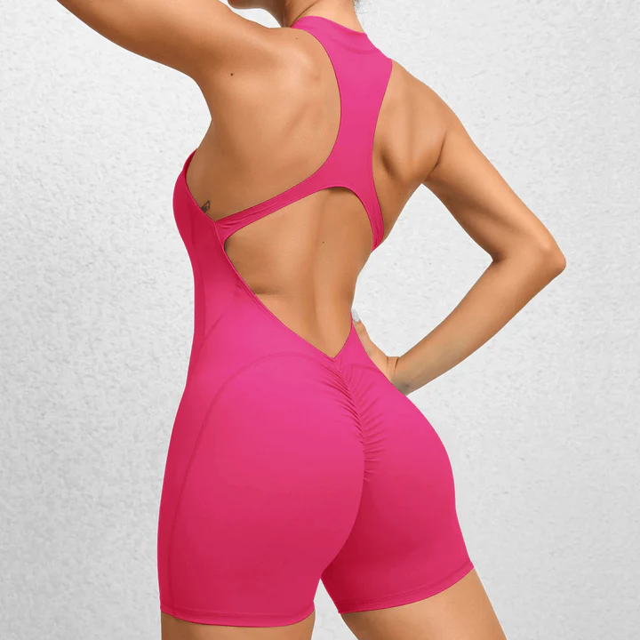 Sleeveless Short Yoga Rompers Gym Jumpsuit Shorts for Women With Zipper