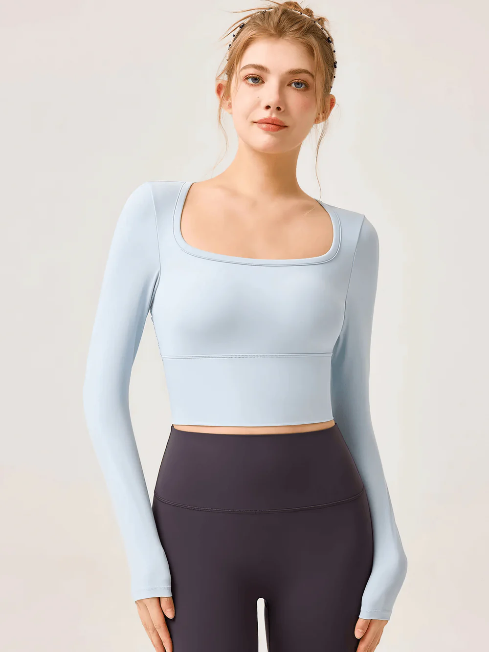 BURNCALORI Women's Mesh Backless Long Sleeve Yoga Top Women's Long Sleeve Yoga Top with Breathable Fabric
