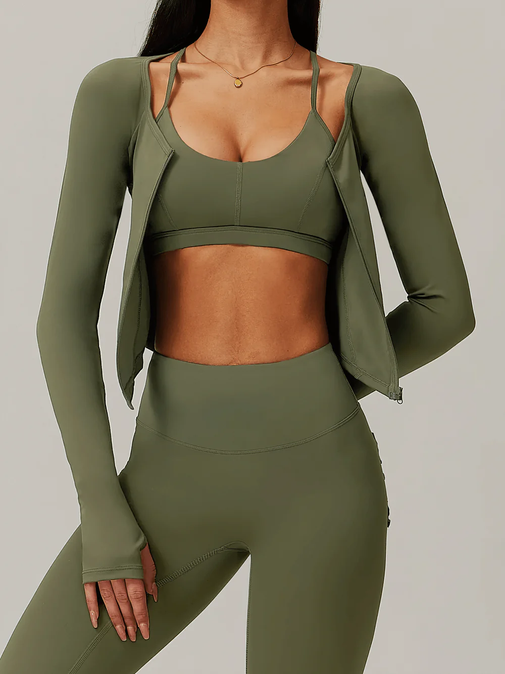 BURNCALORI Zip-Up Long-Sleeved Yoga Top – Sleek Activewear