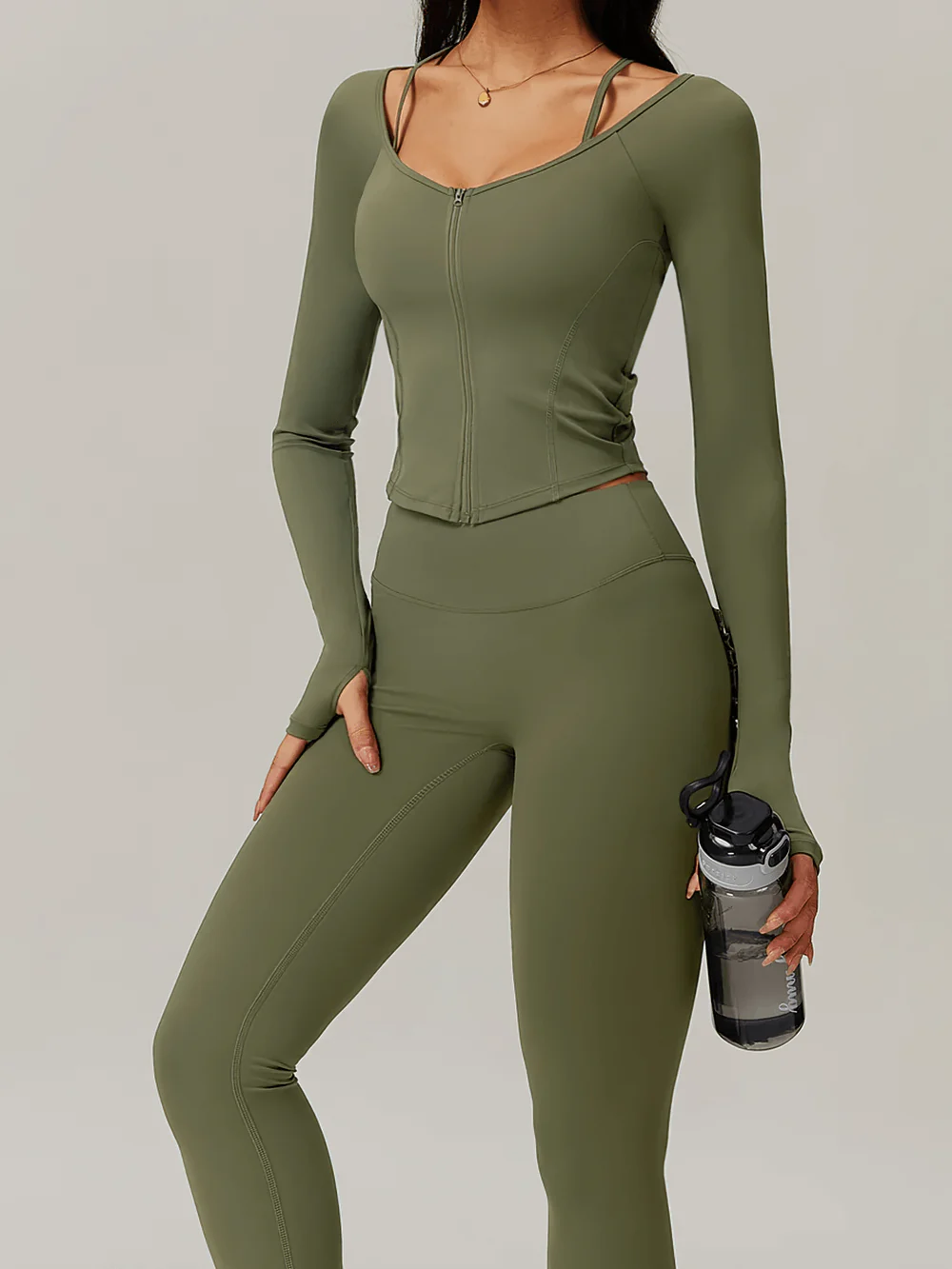 BURNCALORI Zip-Up Long-Sleeved Yoga Top – Sleek Activewear
